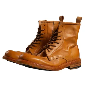 Men's Plain Toe Leather Combact Boots