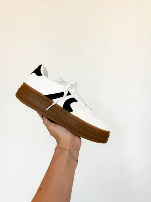 Bailey Rubber Sole Sneakers- White/Black