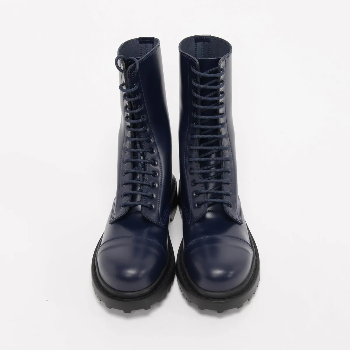 Balenciaga Navy Leather Combat Boots 40