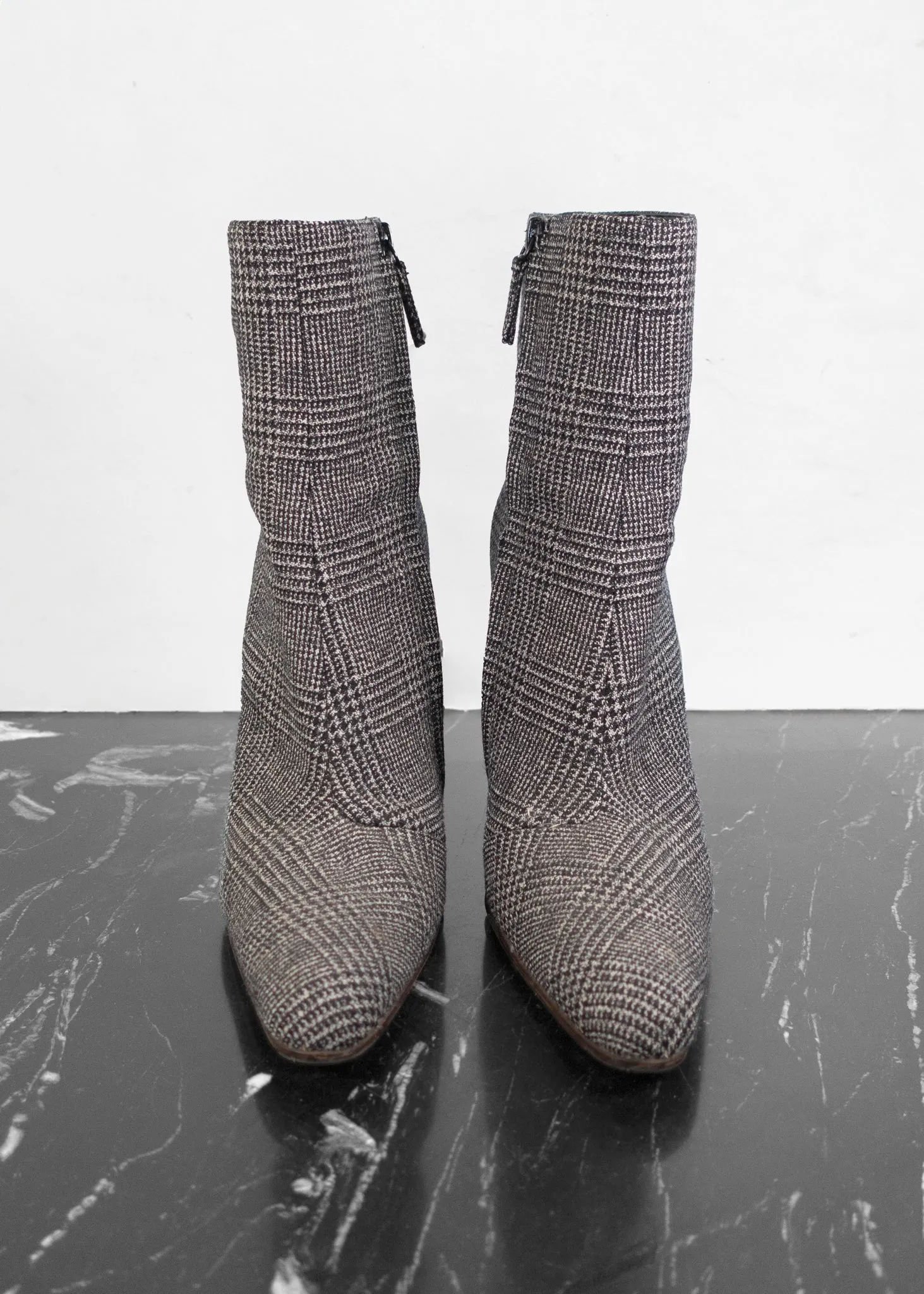 Balenciaga Wool Plaid Ankle Boots