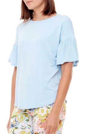 Bamboo Flutter Sleeve Top in Baby Blue 30231UP by Up! - OUTLET SALE