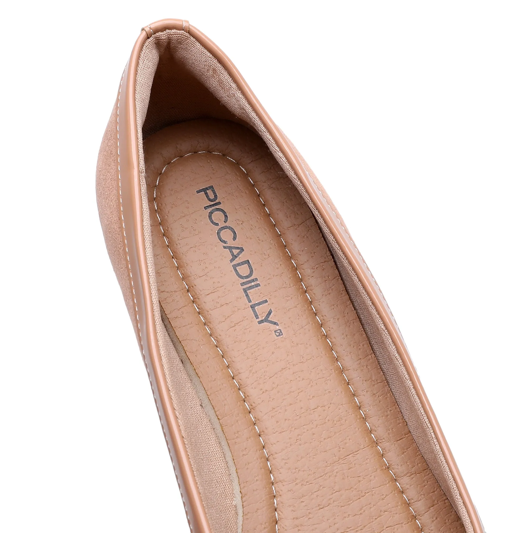 Beige Microfiber Flats for Women (274.059)