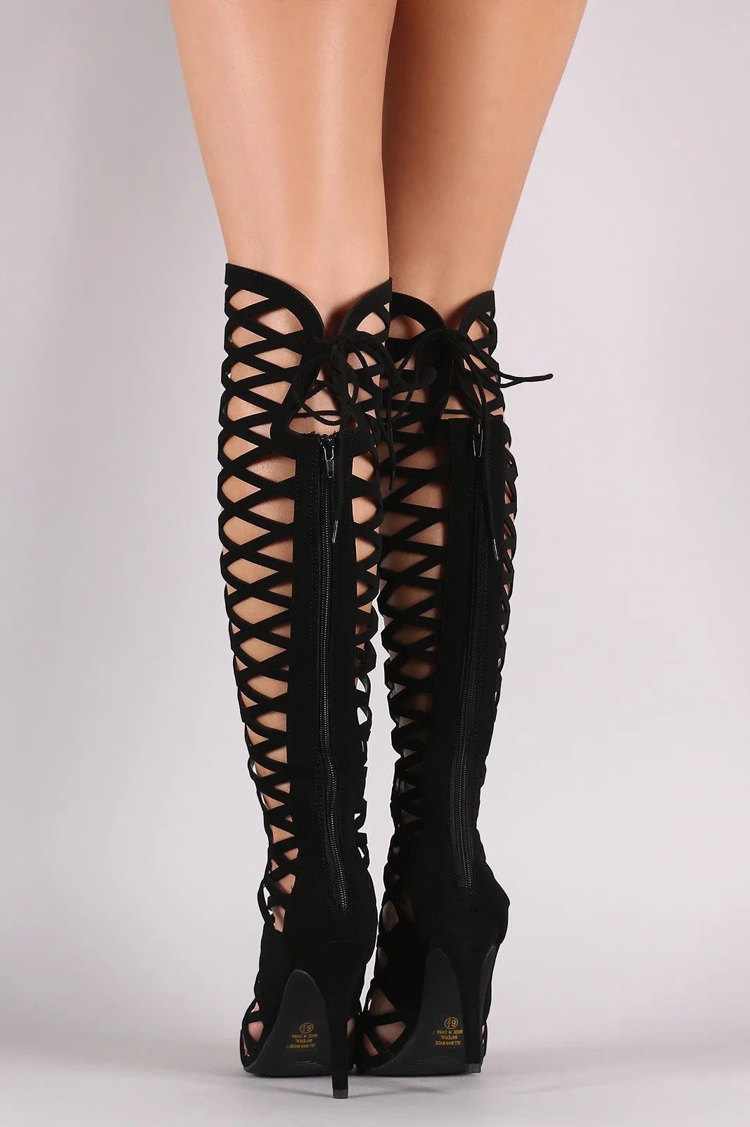 Bythe - Speed Limit 98 Caged Cutout Lace-Up Boots