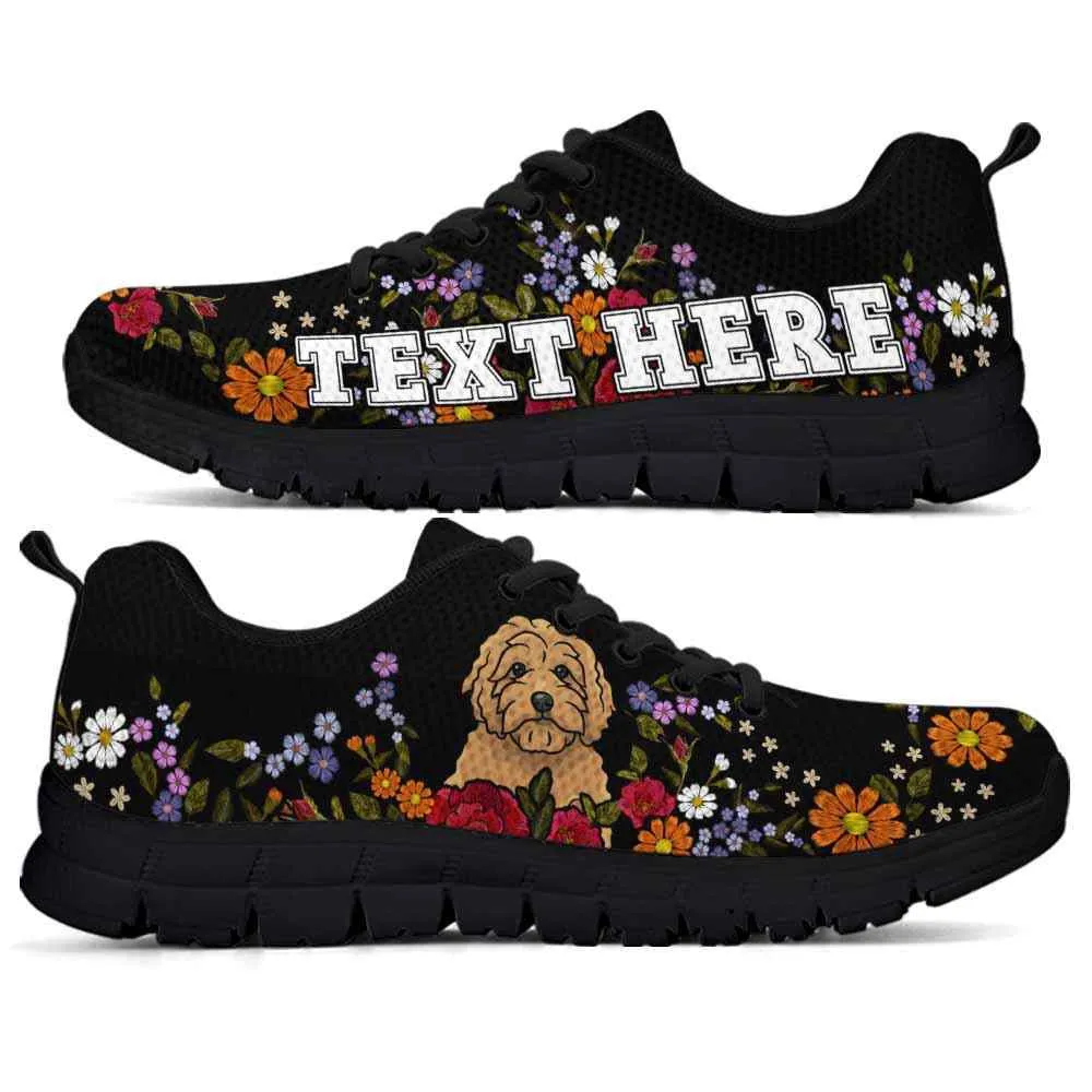 Custom Name Goldendoodle Sneaker, Goldendoodle Colorful Flower Floral Dog Lovers Sneakers Gym Running Shoes, Best Running Shoes