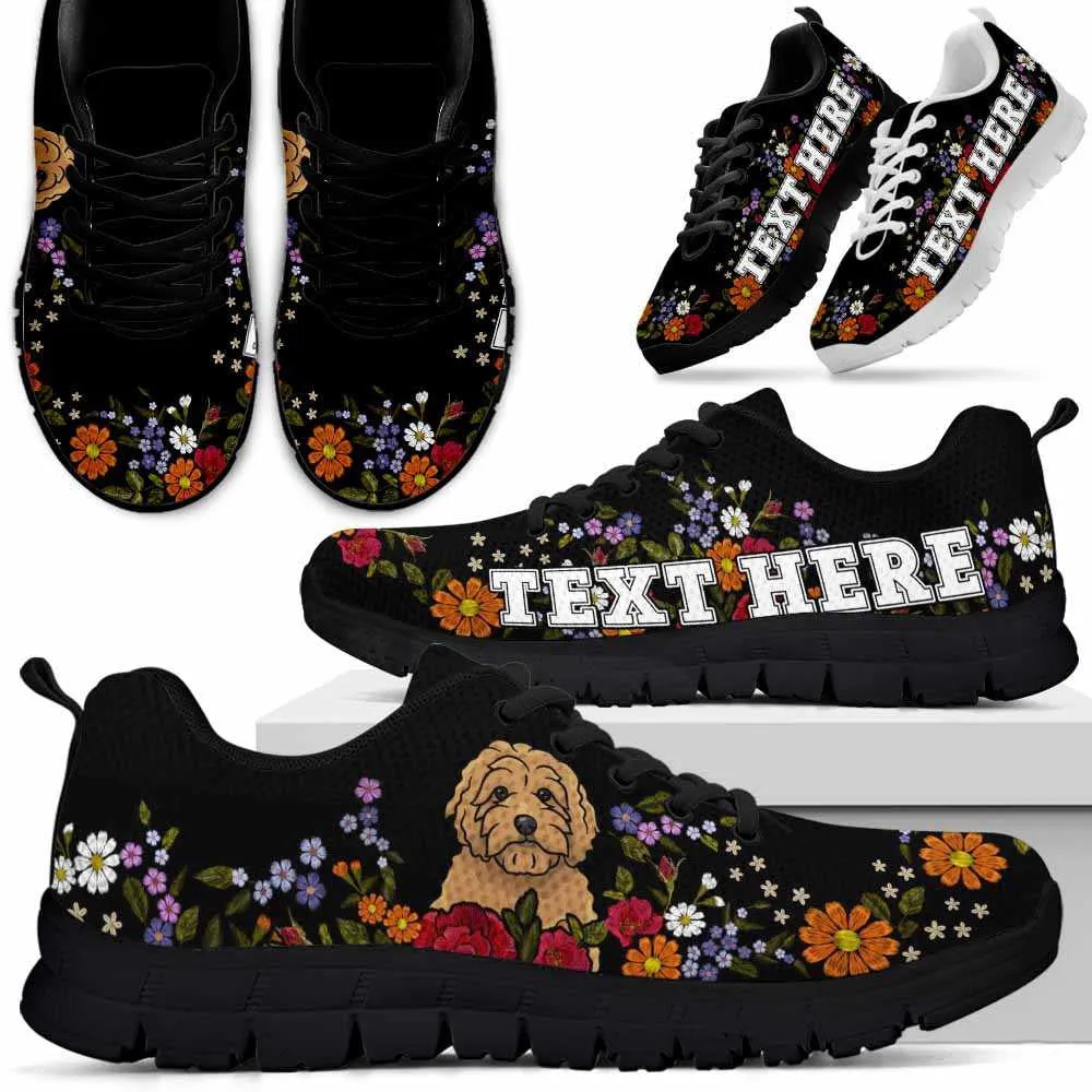 Custom Name Goldendoodle Sneaker, Goldendoodle Colorful Flower Floral Dog Lovers Sneakers Gym Running Shoes, Best Running Shoes