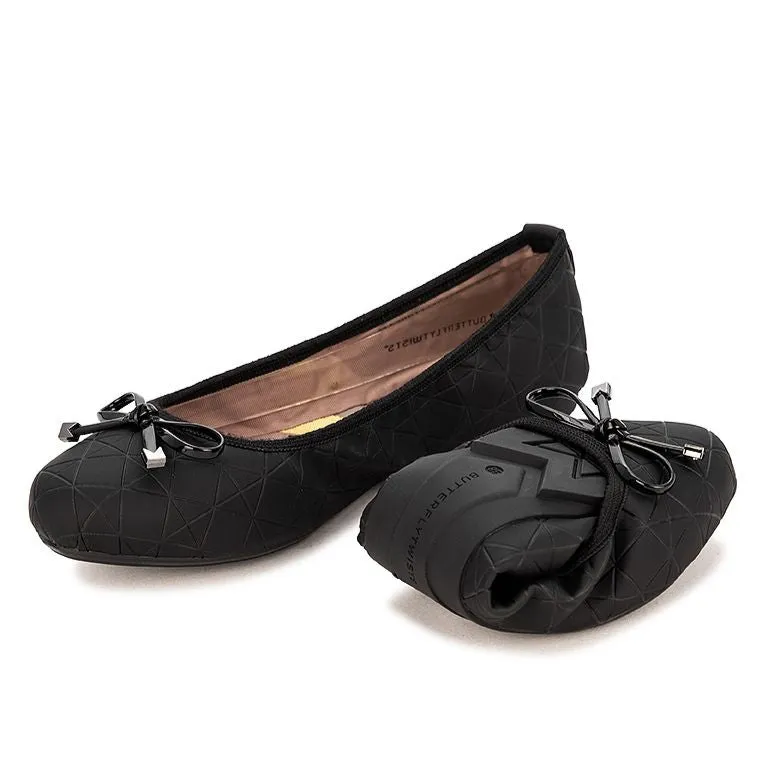 FRANKIE Ballet Flat Shoes - Black Rubber