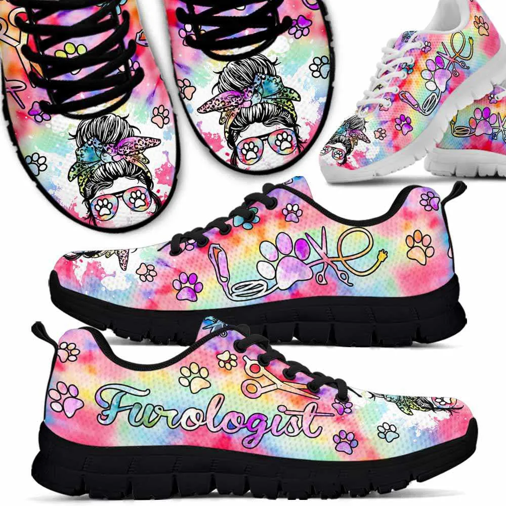 Furologist Tie Dye Love Heart Sneakers Shoes, Dog Print Shoes, Best Running Shoes, Unique Gifts For Dog Lovers