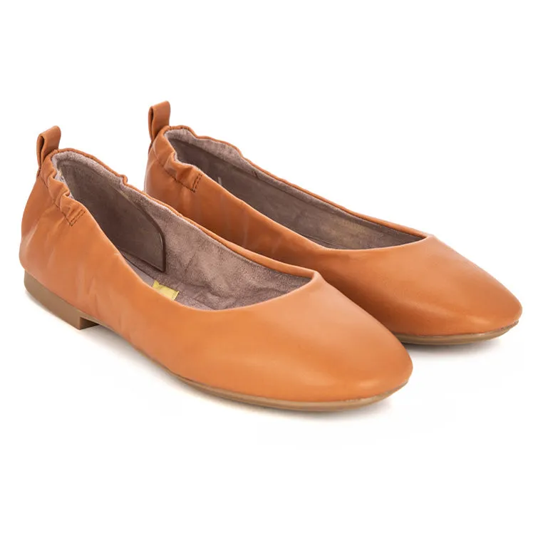 JESSIE Ballet Flat Shoes - Cognac