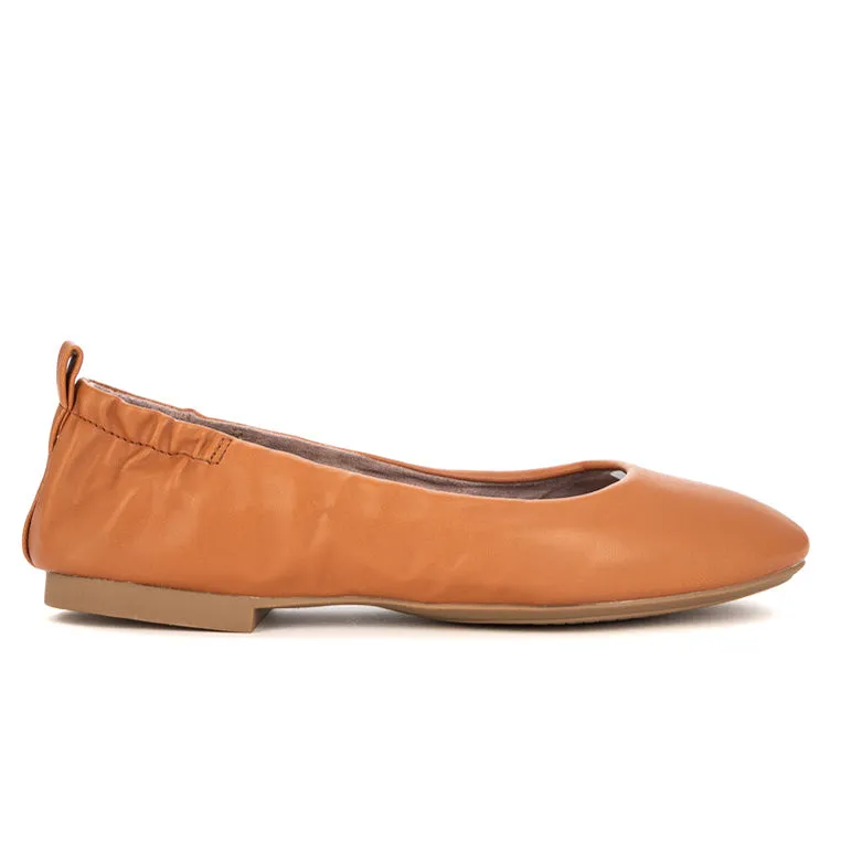 JESSIE Ballet Flat Shoes - Cognac