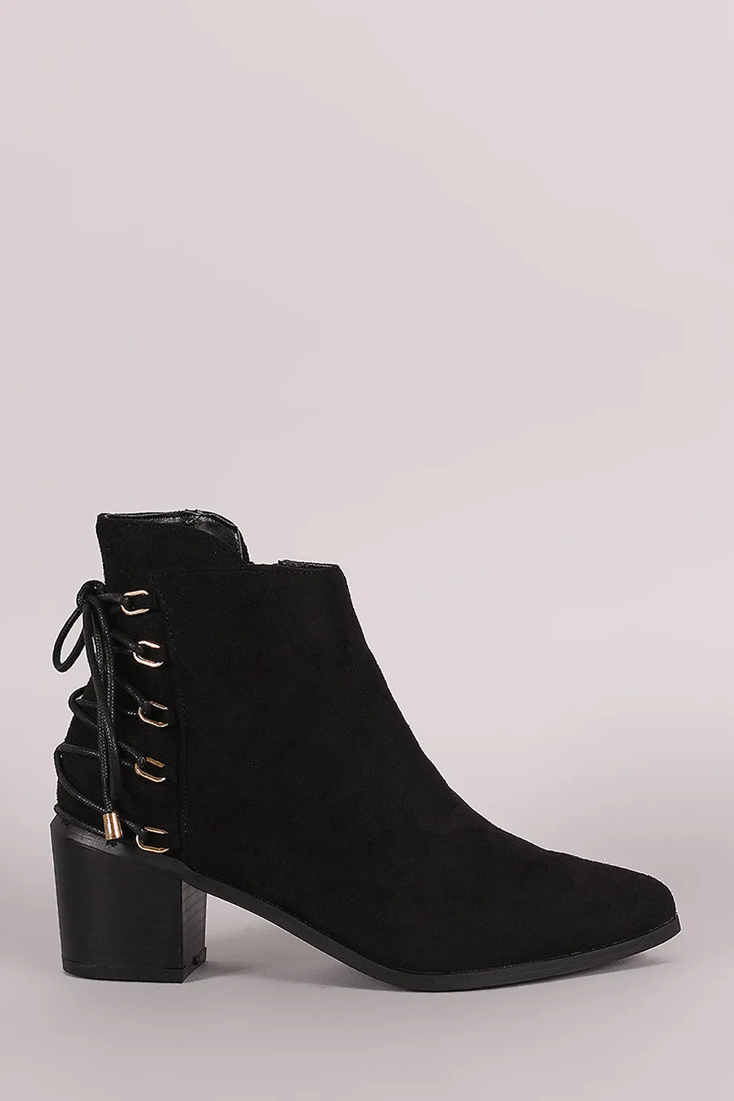 Liliana Suede Back Lace-Up Chunky Heeled Ankle Boots