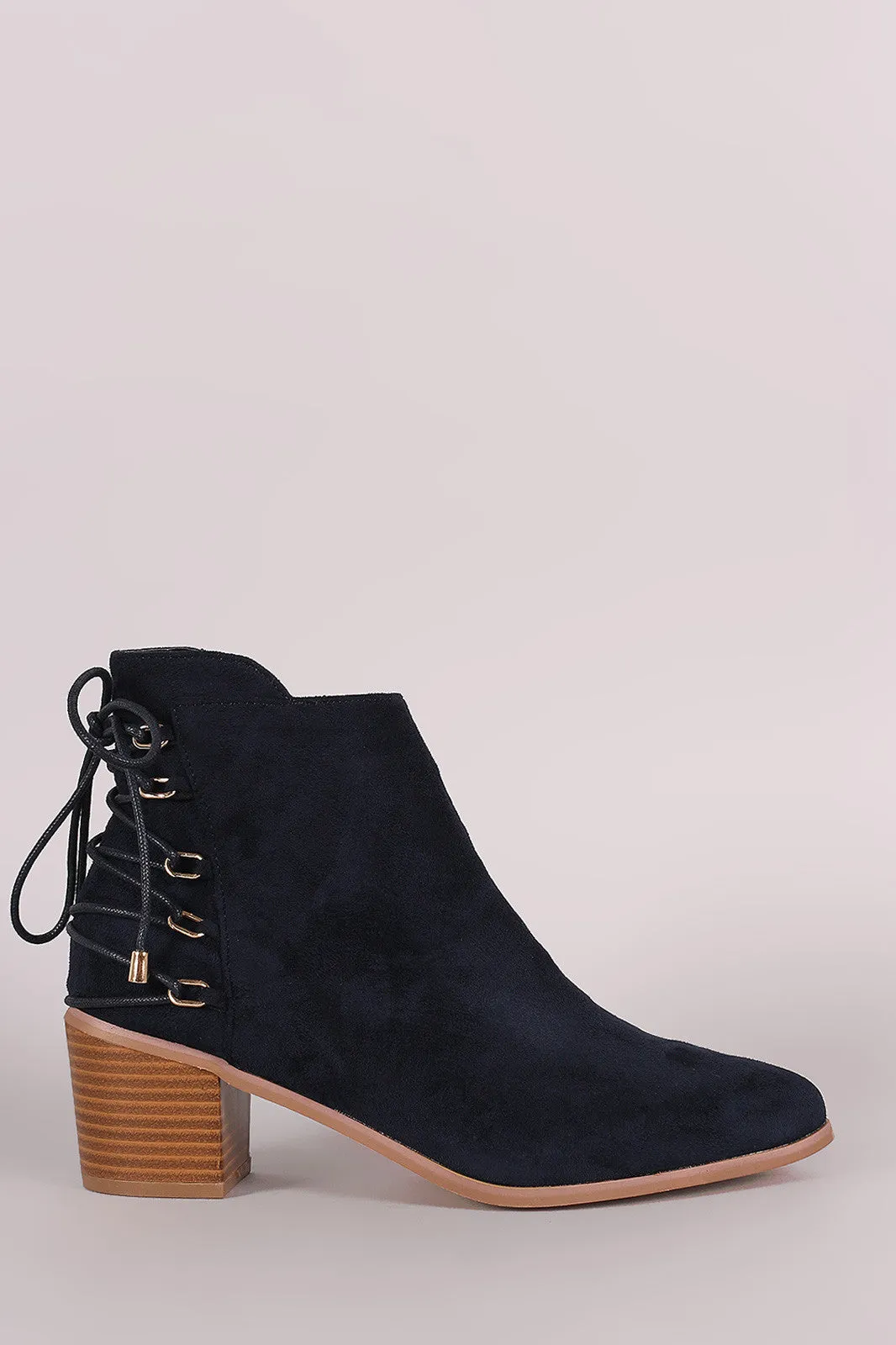 Liliana Suede Back Lace-Up Chunky Heeled Ankle Boots