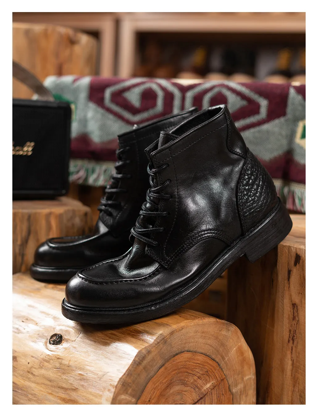 Men's Moc Toe Leather Work Boots