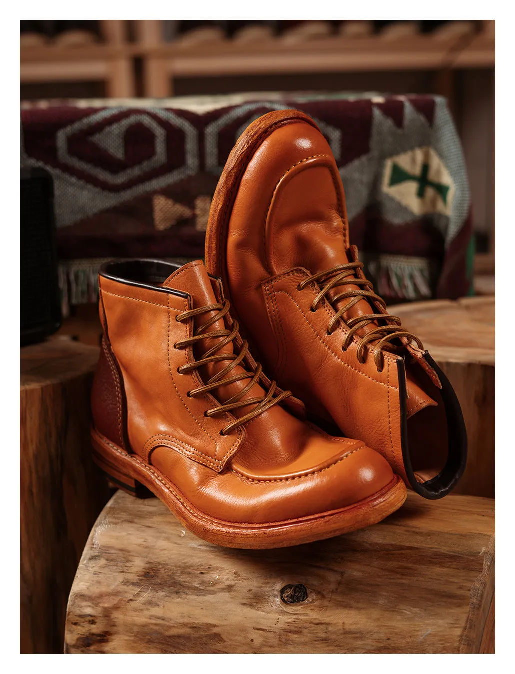 Men's Moc Toe Leather Work Boots