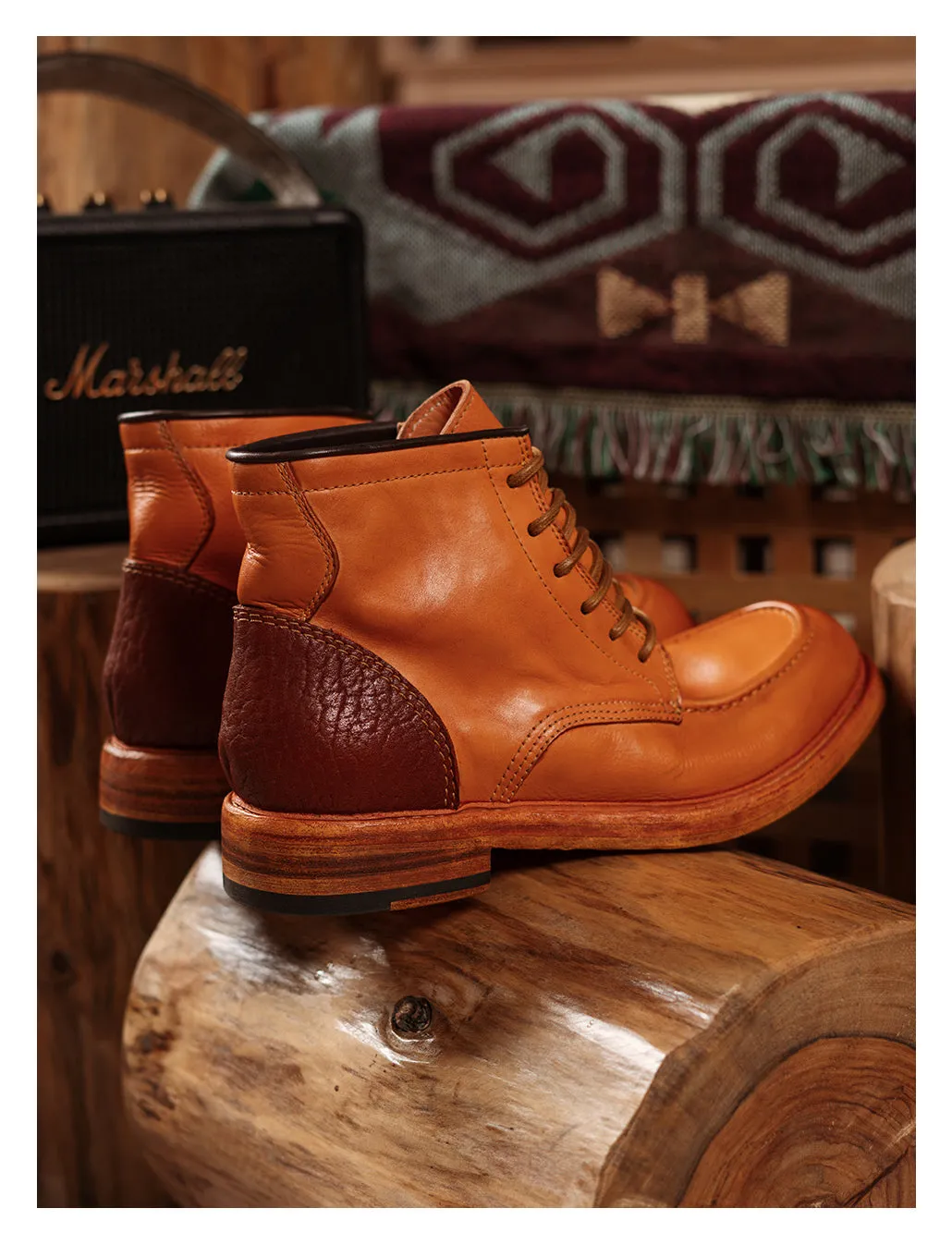 Men's Moc Toe Leather Work Boots