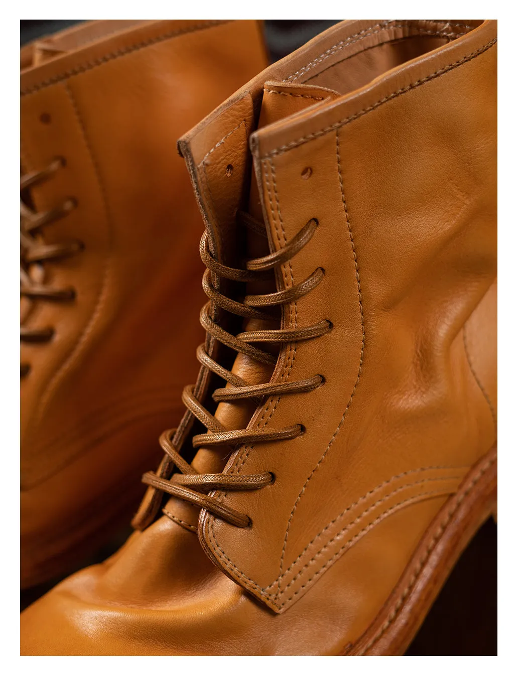 Men's Plain Toe Leather Combact Boots