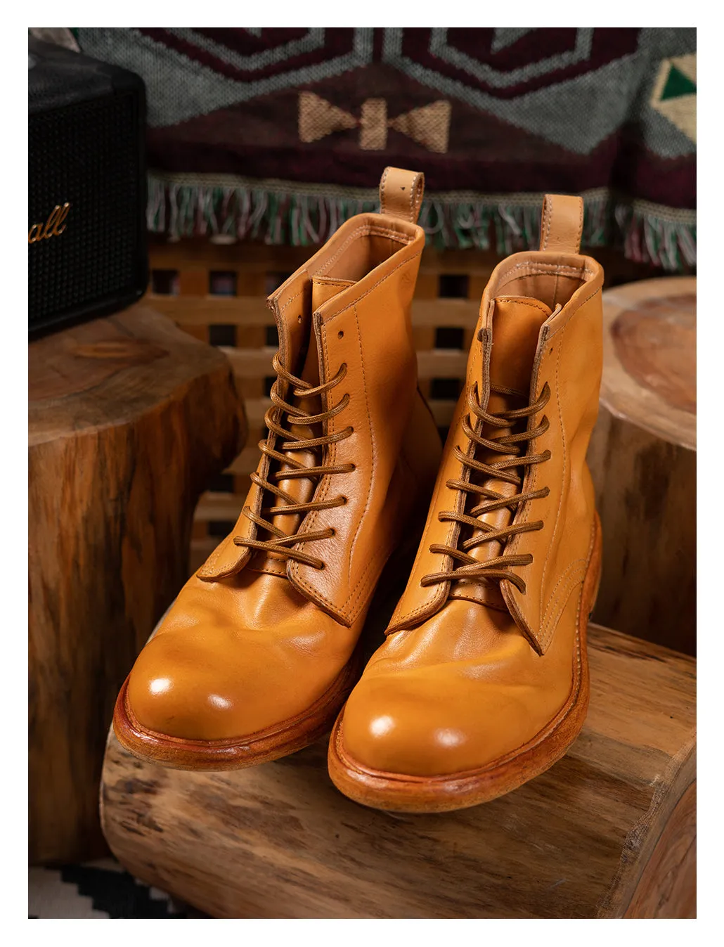 Men's Plain Toe Leather Combact Boots