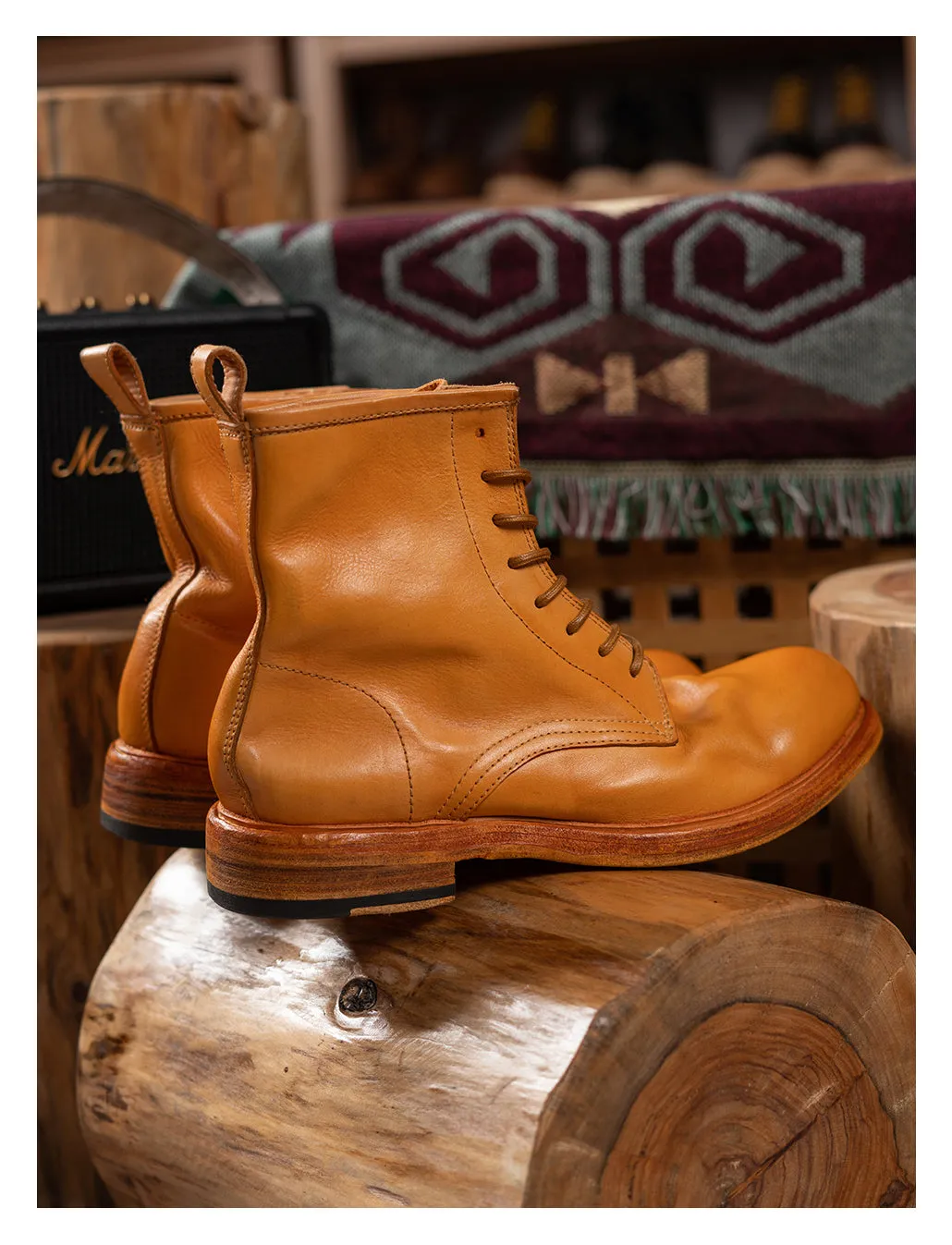 Men's Plain Toe Leather Combact Boots