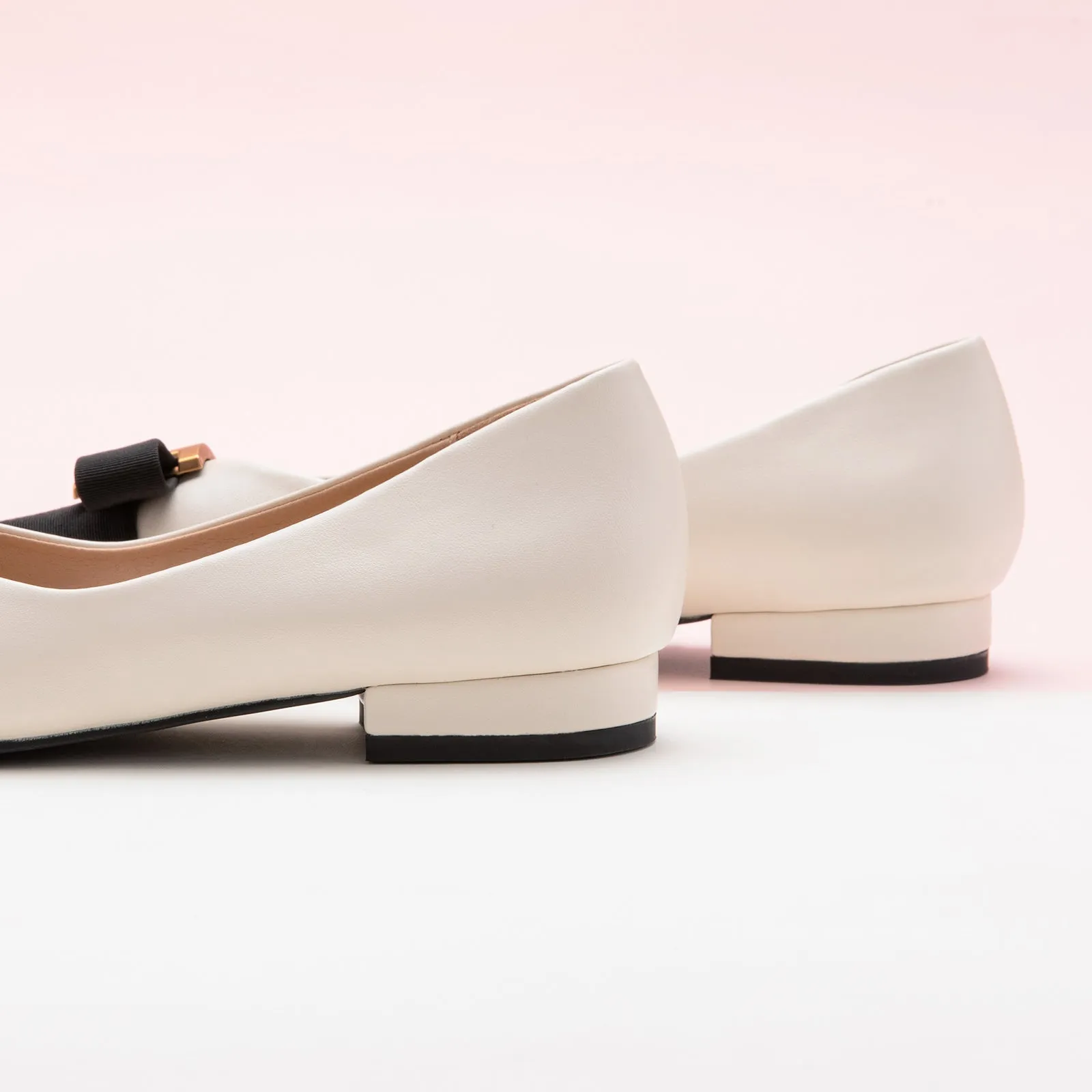 Metal Tie Flats (Aida) White