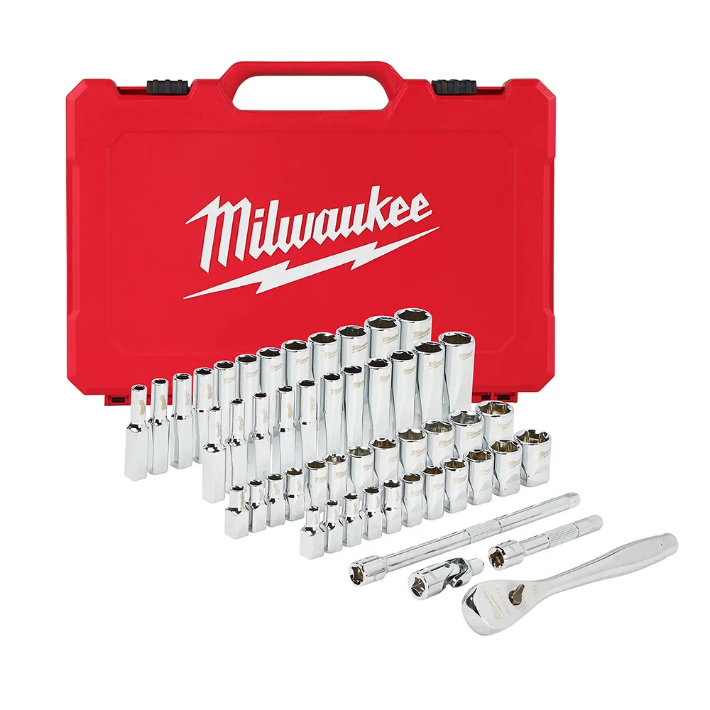 Milwaukee 1/4" Sae/Metric Drive Ratchet and Socket Set 50 Pc