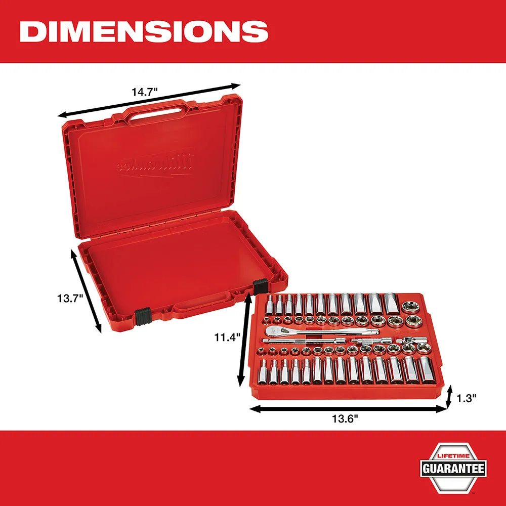 Milwaukee 48-22-9008 3/8" Drive 56 Piece Ratchet & Socket Set - SAE & Metric