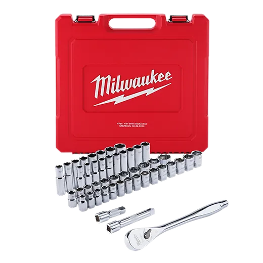 Milwaukee 48-22-9010 1/2" Drive 47pc Ratchet and Socket Set - SAE & Metric