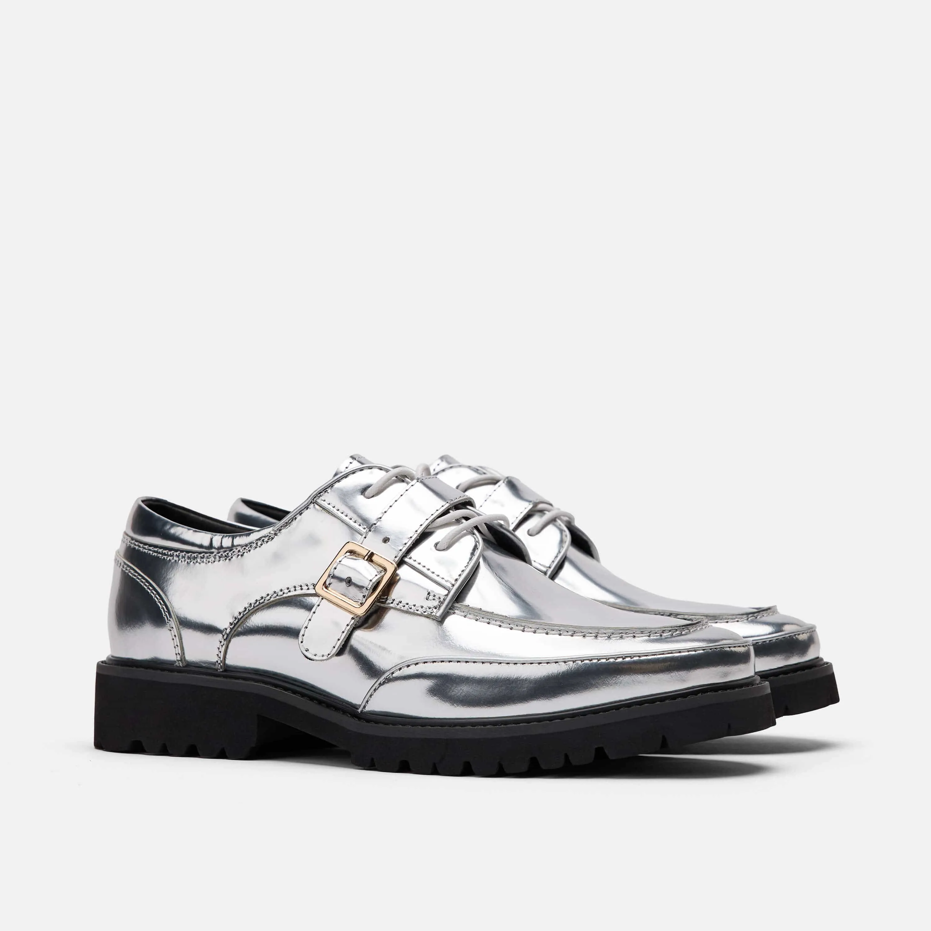 Ms. Atlas Chrome Patent Leather Lug Derby