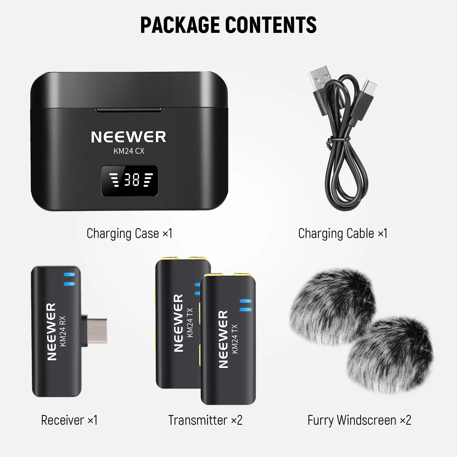 NEEWER KM24 Wireless Lavalier Microphone Kit for USB C