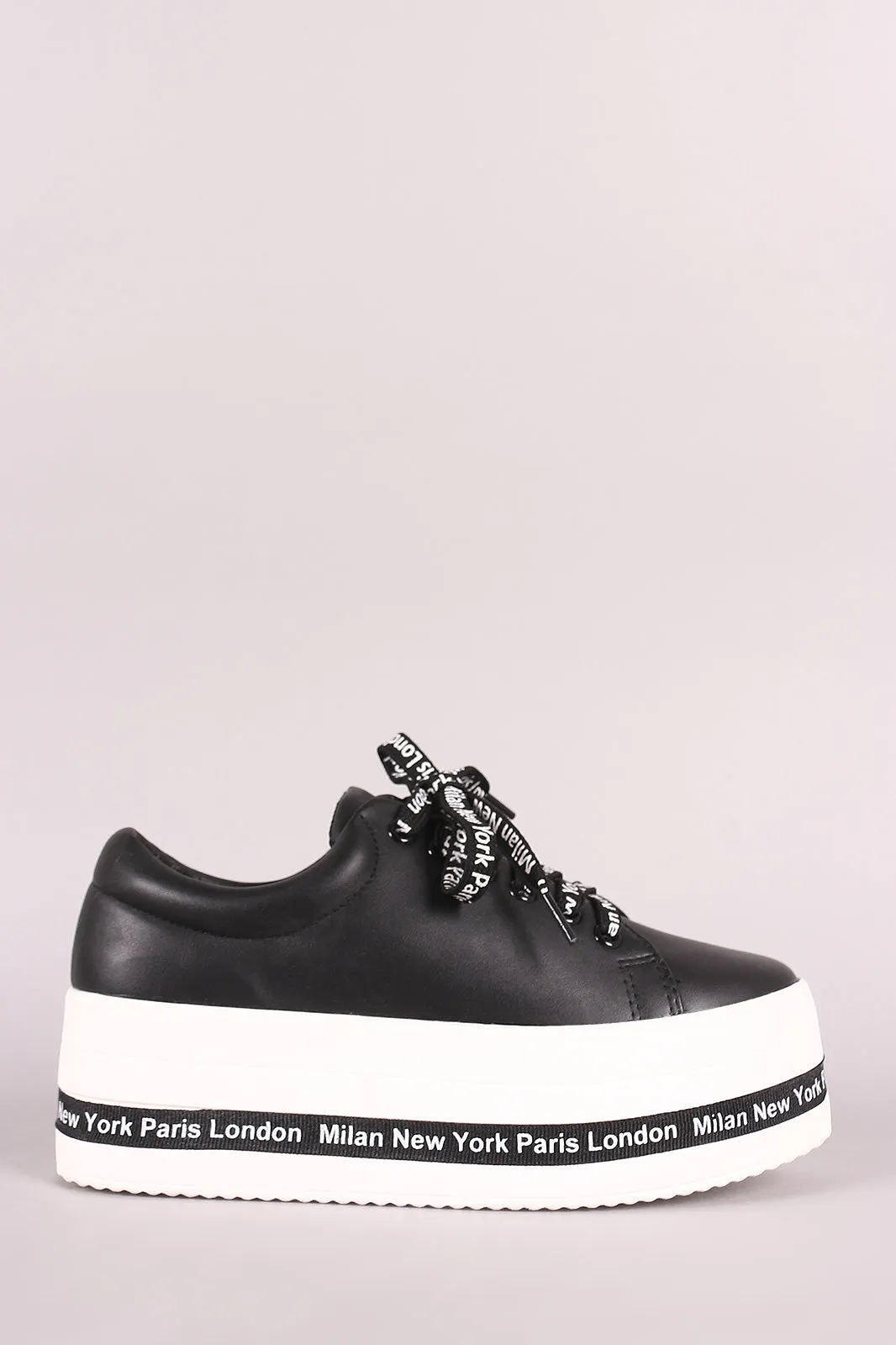 Paris London Milan New York Lace Up Flatform sneaker