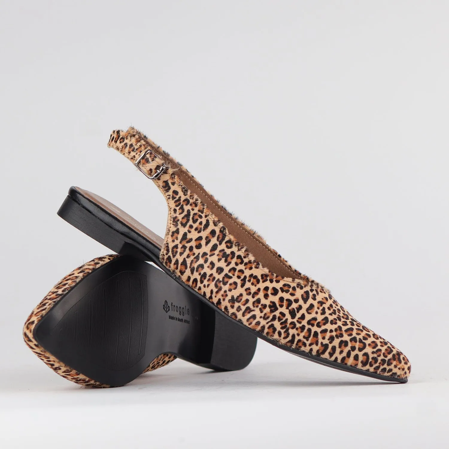 Pointed Flat Slingback in Cheetah Tan - 12729