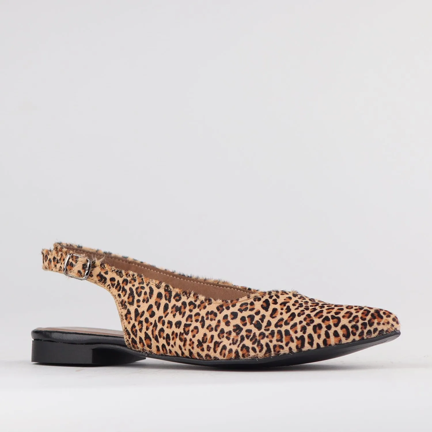 Pointed Flat Slingback in Cheetah Tan - 12729