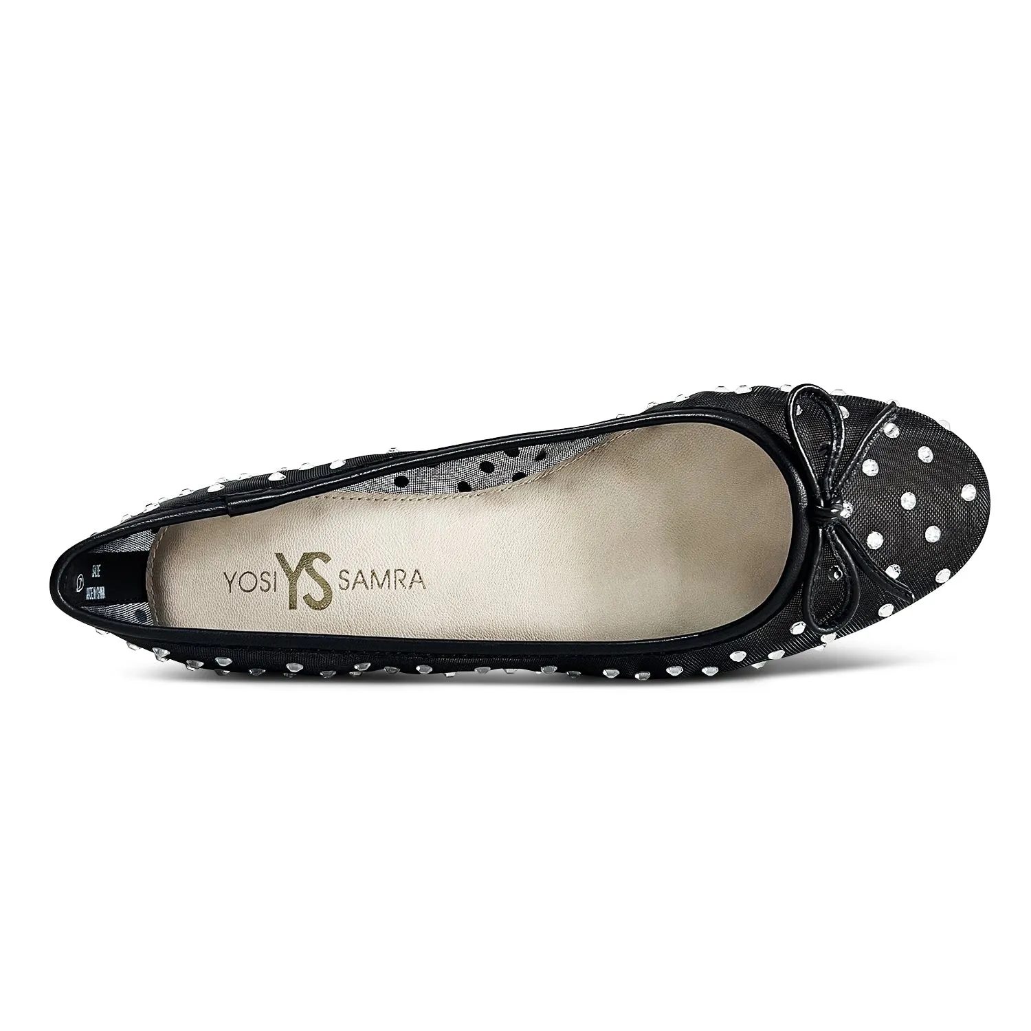 Sadie Ballet Flat in Black Crystal Mesh