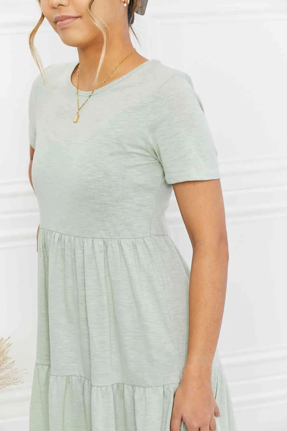 Short Sleeve Round Neck Tiered Tee Dress