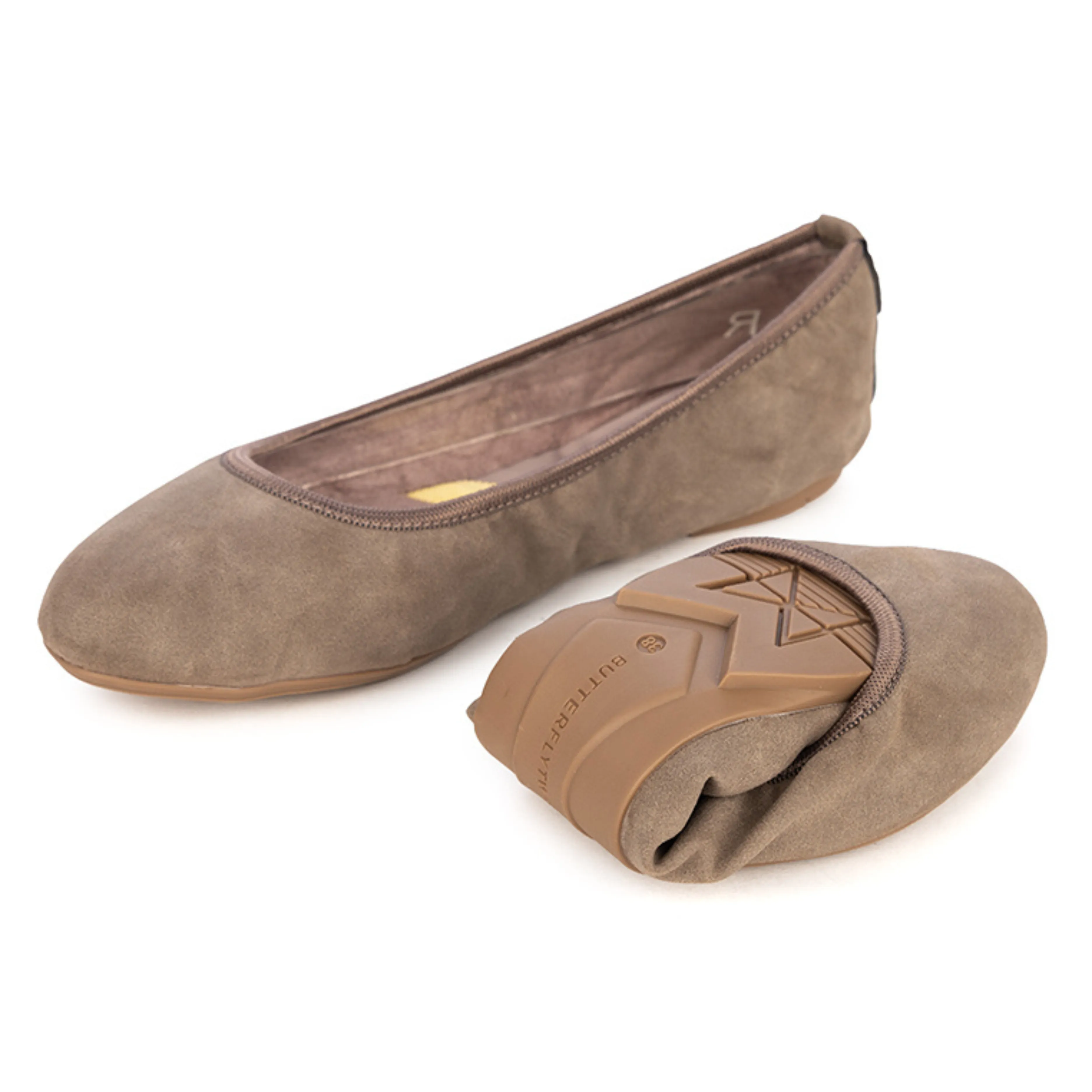 SOPHIA Ballet Flat Shoes - Taupe Nubuck