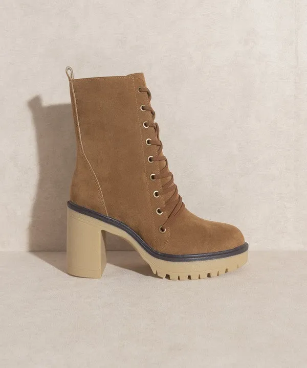 TEEK - Jenna - Latte/Camel Platform Military Boots