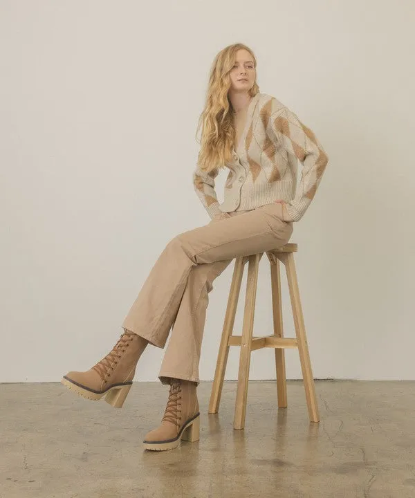 TEEK - Jenna - Latte/Camel Platform Military Boots