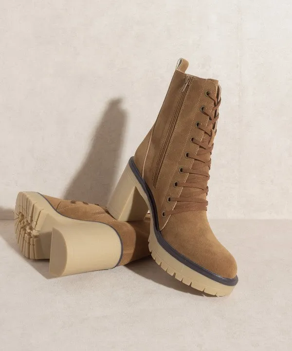 TEEK - Jenna - Latte/Camel Platform Military Boots