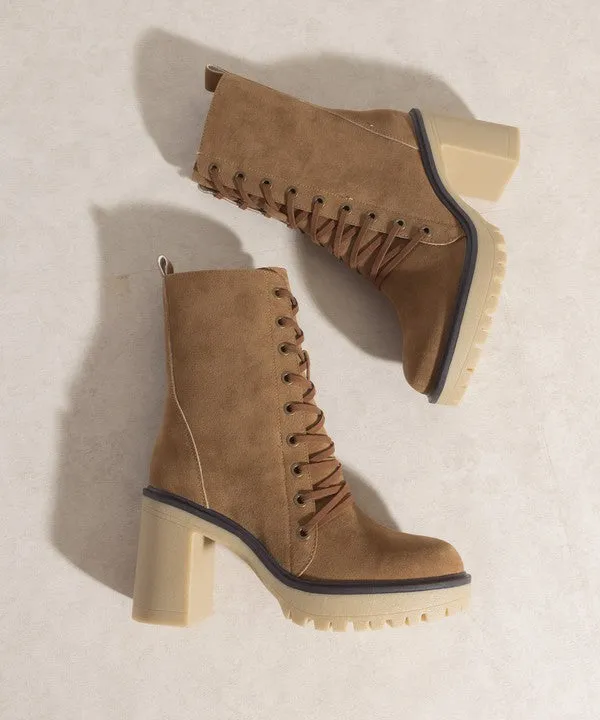 TEEK - Jenna - Latte/Camel Platform Military Boots