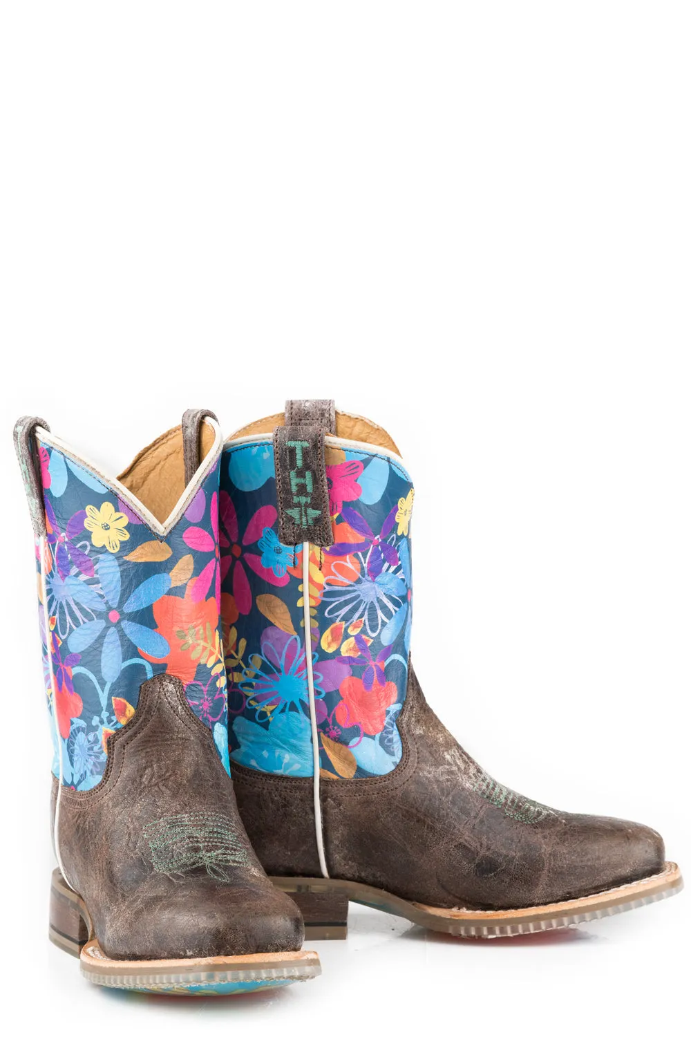 Tin Haul Kids Girls Multi-Color Leather Bloomin Flowers Cowboy Boots