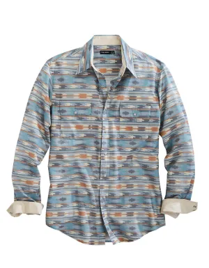 Tin Haul Mens 1955 Ghost Aztec Grey 100% Cotton L/S Shirt