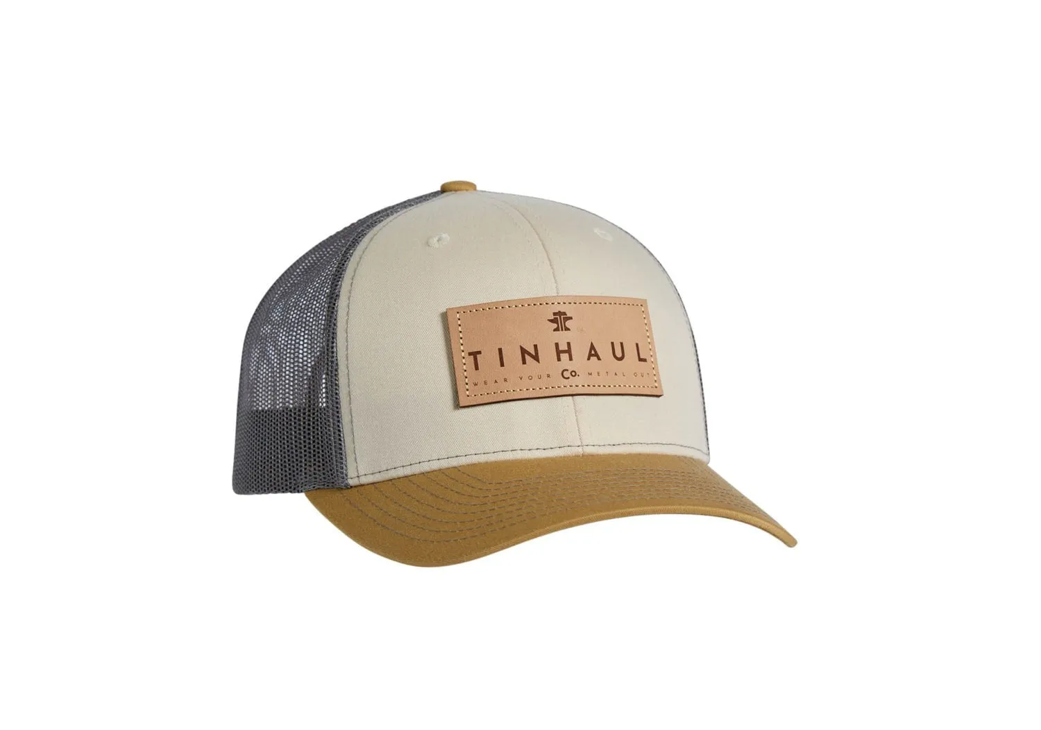 Tin Haul Unisex Leather Metal Out Cream Cotton Blend Baseball Cap Hat