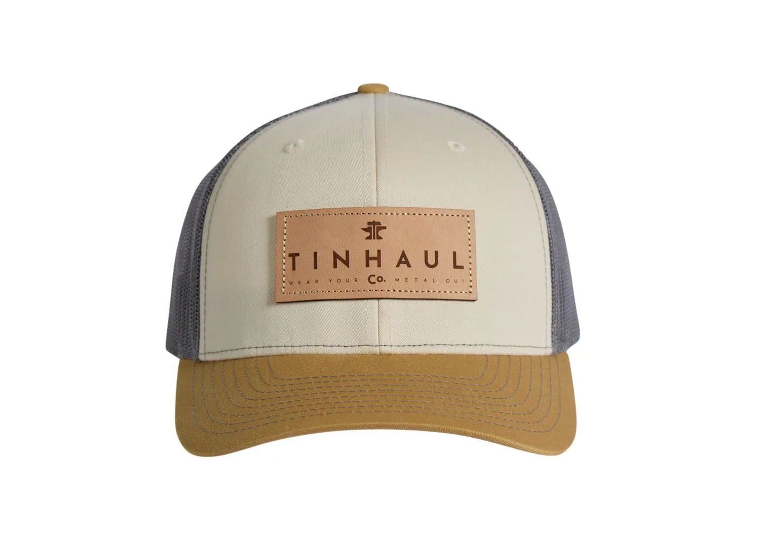 Tin Haul Unisex Leather Metal Out Cream Cotton Blend Baseball Cap Hat