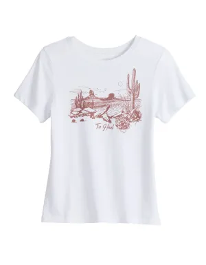 Tin Haul Womens Red Desert Scene White Cotton Blend S/S T-Shirt