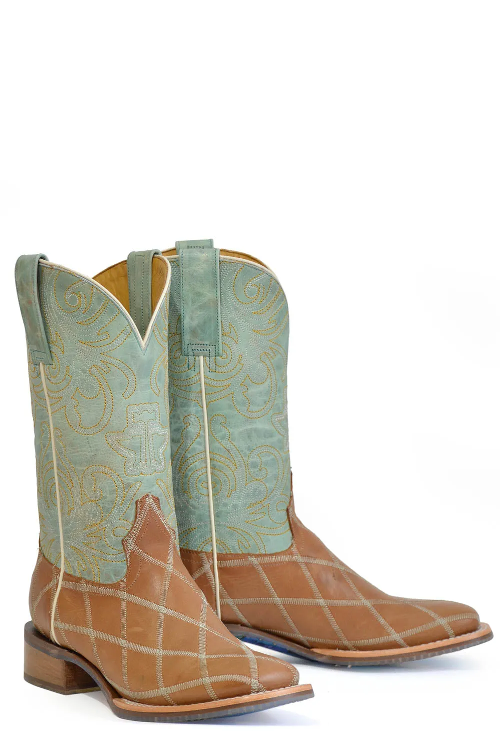 Tin Haul Womens Rhapsody Mint/Gold Leather Cowboy Boots