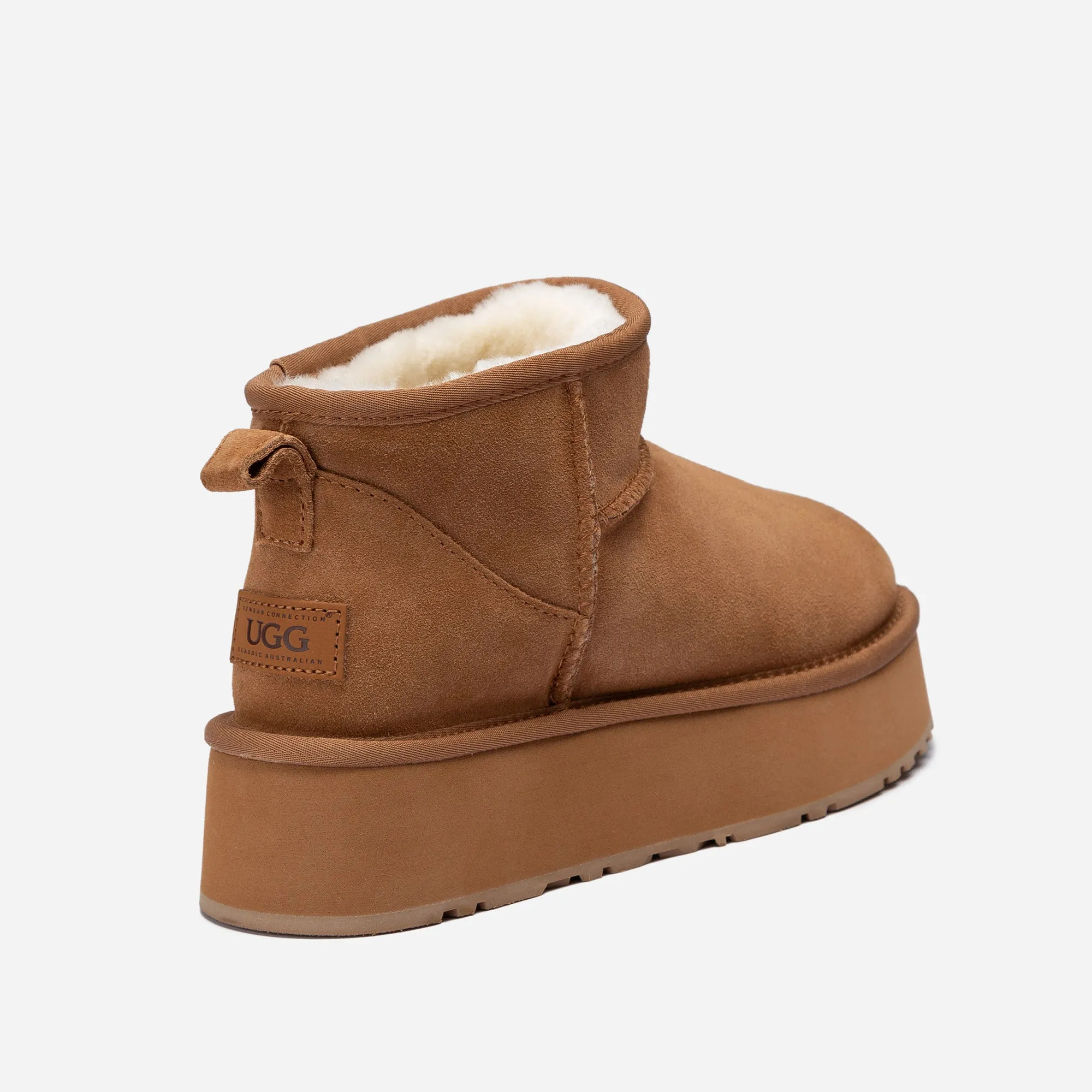 Ugg Classic Platform Knit Logo Ultra Mini Boots (Water Resistant)(4cm)