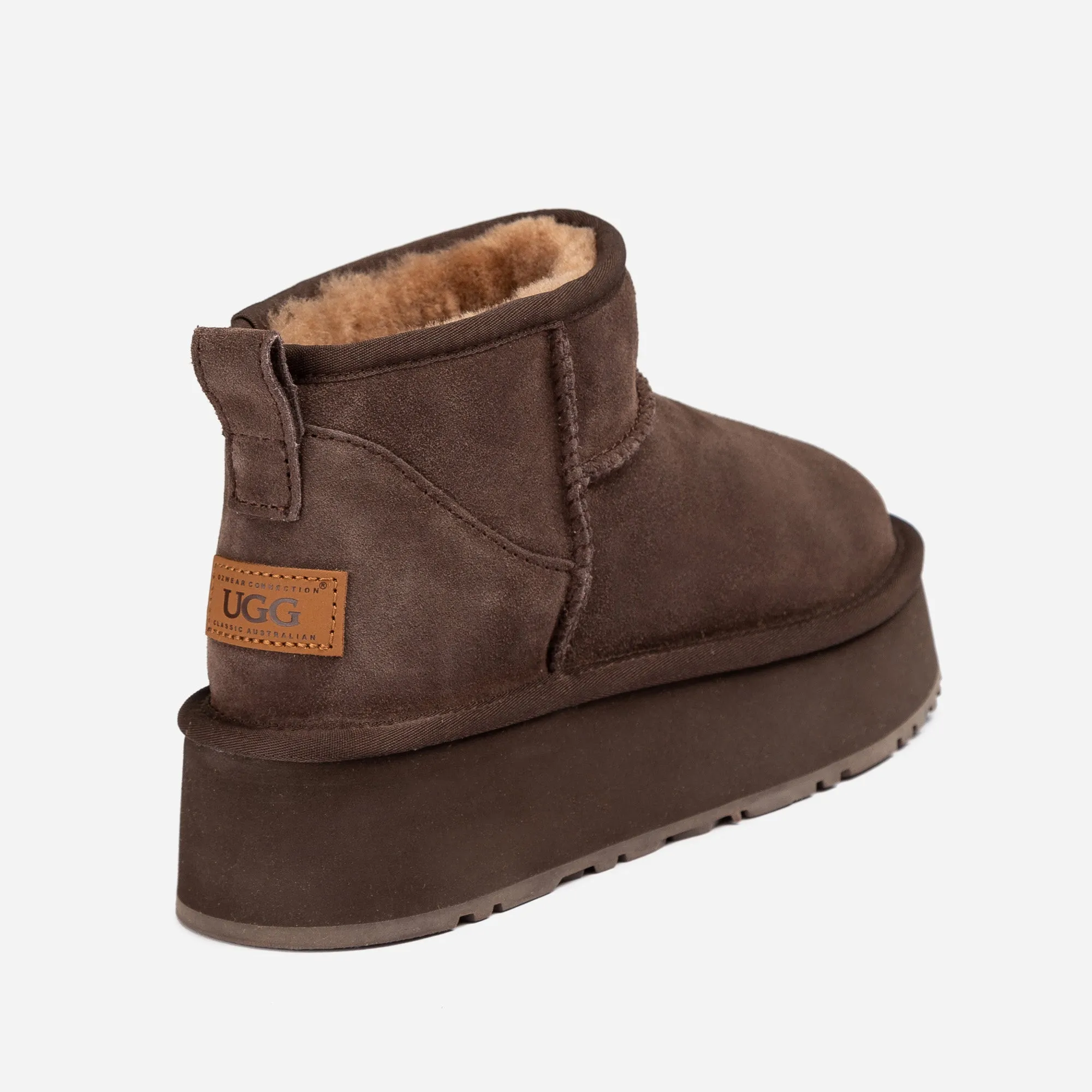 Ugg Classic Platform Knit Logo Ultra Mini Boots (Water Resistant)(4cm)