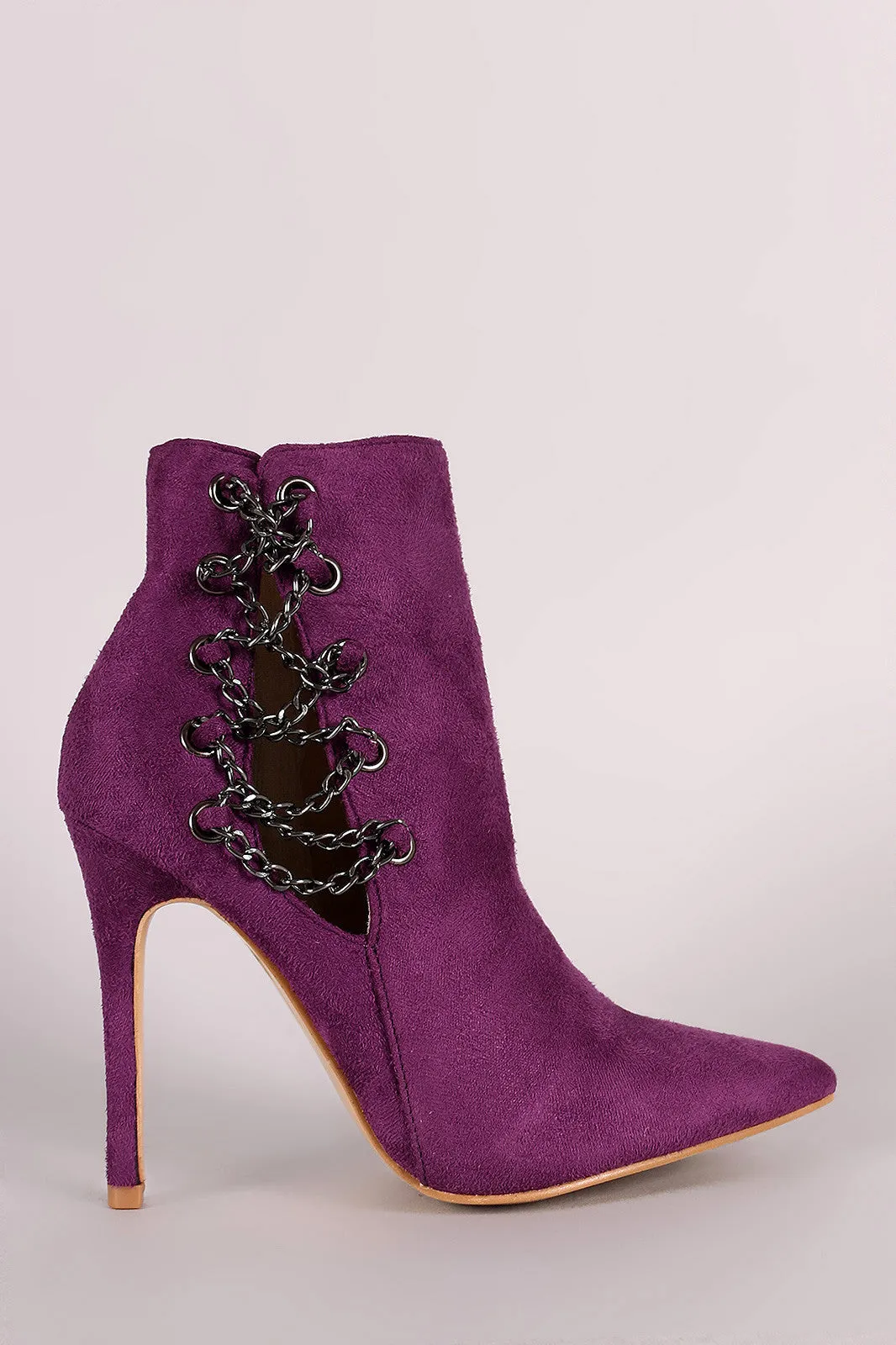 Vegan Suede Pointy Toe Chained-Up Pump