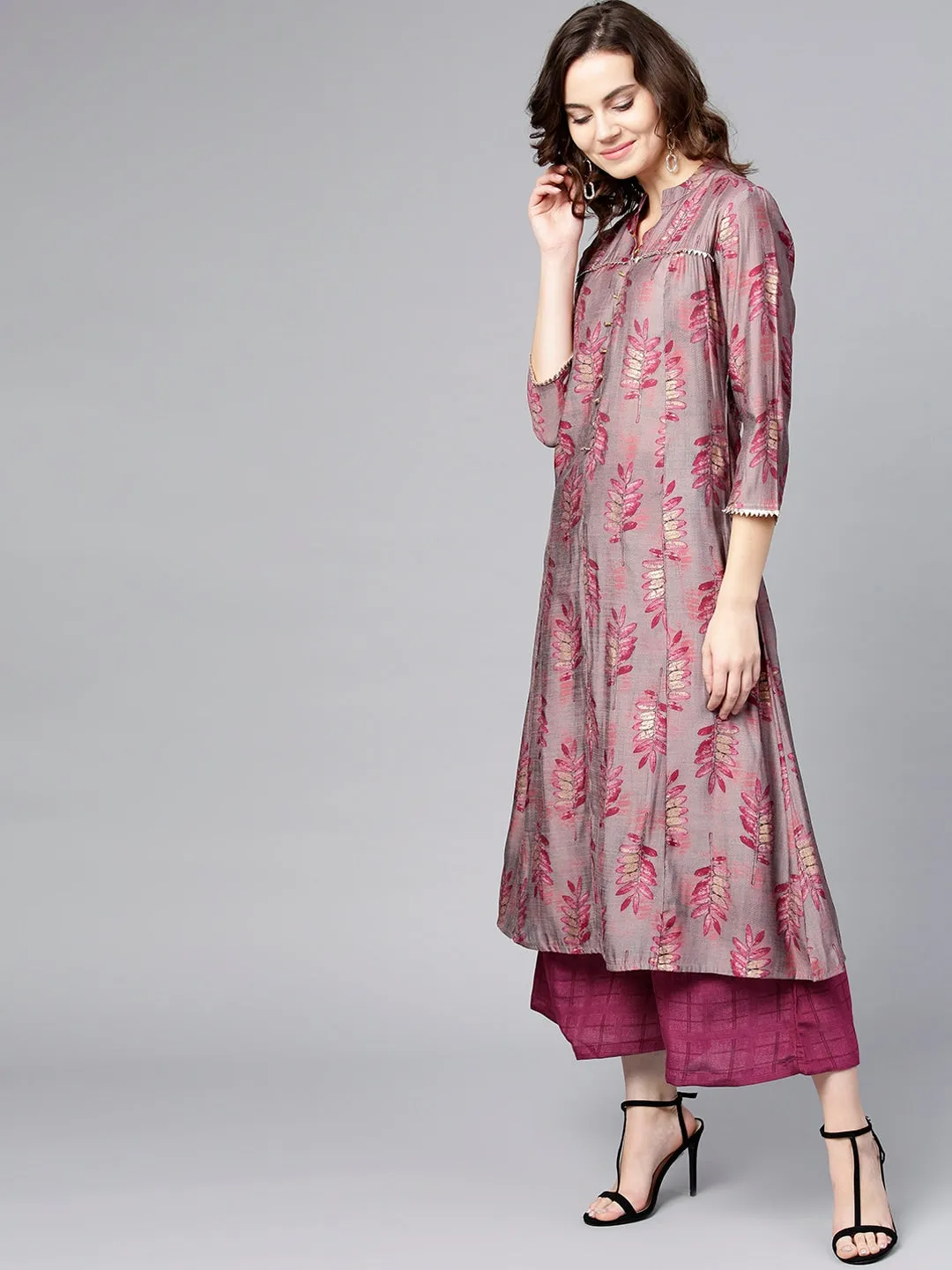 Women Pink Printed Kurta Set