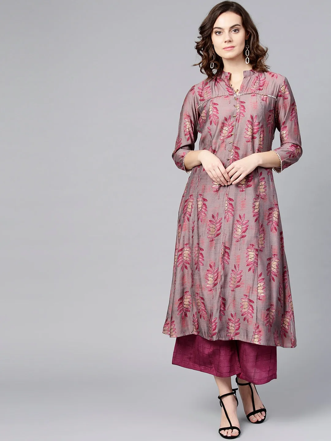 Women Pink Printed Kurta Set